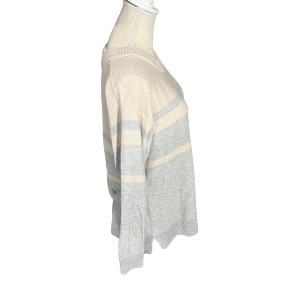 Toad & Co Plateau LS Crew Grey & Blush Striped Lambswool Nylon Mix Sweater Sz L - Picture 4 of 12